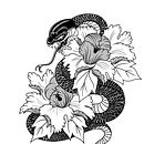 Serpiente japonesa en balckwork. Een project van Traditionele illustratie, Digitale illustratie y  Tatoeageontwerp van carlosziadaliyassin - 30.08.2021