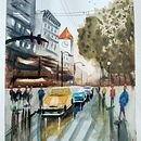Meu projeto do curso: Paisagens urbanas em aquarela. Projekt z dziedziny  Sztuki piękne, Malowanie akwarelą,  R i sunek architektoniczn użytkownika Sandrine Garnier - 04.09.2021