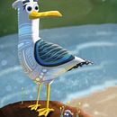 Enrique the Seagull in Character Design: Illustrate an Expressive Creature course. Projekt z dziedziny Trad, c, jna ilustracja, Projektowanie postaci,  R, sunek, Ilustracja c i frowa użytkownika Juan David Gallego Arango - 19.09.2021