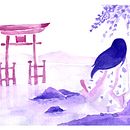 Mi Proyecto del curso: Ilustración en acuarela con influencia japonesa. Drawing, Traditional illustration, and Watercolor Painting project by Ximena Martinez - 09.27.2021