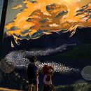 Sunset. Een project van  Ontwerp, Traditionele illustratie, Ontwerp van personages,  Beeldende kunst, Stripboek,  Creativiteit,  Tekening, Digitale illustratie, Stor, telling,  Concept art,  Artistieke tekening, Digitale tekening y Manga van Lisa Pletneva - 06.01.2021