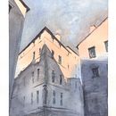 My final project is a drawing inspired by Mr. Hillkurtz's webinar (photo reference made by him in Leon). Un projet de Esquisse , Dessin, Aquarelle, Illustration architecturale, Carnet de croquis et Illustration à l'encre de Michael Kolesnikov - 18.10.2021