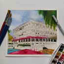 Hotel Tequendama Inn - Buenaventura. Ilustração tradicional, Arquitetura, Desenho a lápis, Desenho, Desenho artístico, Instagram, e Pintura em aquarela projeto de Ricardo Wíswell Gómez - 23.08.2021