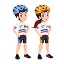 Ilustración por encargo: gemelos ciclistas con patrocinio personalizado . Ilustrasi tradisional & Ilustrasi Digital proyek oleh Jonatán Mira - 10.27.2021