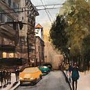 My first urban scene with Daniel Pinto. Pintura em aquarela projeto de Dean Temple - 31.10.2021