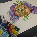 Mi Proyecto del curso: Retrato con naturaleza en acuarela . Pictura, Pictură în acuarelă și Desen de portret de Elena Fernandez - 11.01.2021