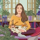 Ale y sus gatos. Traditional illustration, Design, Graphic Design, Drawing, Digital Illustration, Portrait Drawing, and Artistic Drawing project by Celeste Vargas Hoshi - 11.02.2021