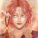 Kitsune Miko (Final project). Ilustração tradicional, Desenho, Ilustração digital, Desenho de retrato, Desenho digital, e Pintura digital projeto de Yue Ling Tan - 17.03.2022