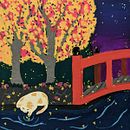 Gato y luciérnagas. Un projet de Illustration traditionnelle, Beaux Arts, Peinture, Dessin artistique , et Peinture gouache de Marta - 11.11.2021