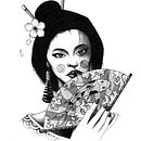 Geisha . Un proyecto de Ilustración tradicional y Diseño de tatuajes de Robert Przybyła - 14.11.2021