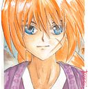 Mugshot Heros Kenshin Himura. Traditional illustration, Watercolor Painting, and Manga project by le_sousmarin - 11.18.2021