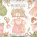 ‘’Sweet girl’’ watercolor clipart. Traditional illustration project by Maria Aydemir - 03.18.2021