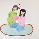 Pareja embarazo. Projekt z dziedziny Design, Trad, c, jna ilustracja i Malowanie akwarelą użytkownika María Balboa Rozas - 11.11.2021