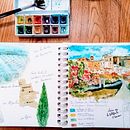 Mon projet du cours : Carnet de voyage à l’aquarelle . Ilustrasi tradisional, Lukisan Cat Air, Ilustrasi Arsitektur, Dan Buku sketsa proyek oleh dominique_liodenot - 11.26.2021