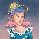 Girl with moon Ein Projekt aus dem Bereich Traditionelle Illustration von agnese_zarzycka - 27.11.2021