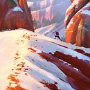 Red rocks in winter. Projekt z dziedziny Trad, c, jna ilustracja, Ilustracja c, frowa, Concept art, Malarstwo c i frowe użytkownika karolina97wisniewska - 30.11.2021