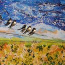 Swallows on the hayfield. Projekt z dziedziny  Malarstwo użytkownika Adina Stefanescu - 30.11.2021