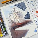 My project in Architectural Sketching with Watercolor and Ink course. Esboçado, Desenho, Pintura em aquarela, Ilustração arquitetônica, Sketchbook e Ilustração com tinta projeto de mus_diana - 12.12.2021