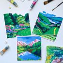 Whimsical Landscapes. Un proyecto de Ilustración tradicional, Bellas Artes y Diseño de producto de Luli Reis - 15.12.2021