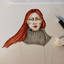 "fashion head". Projekt z dziedziny Trad, c i jna ilustracja użytkownika sophia - 20.12.2021