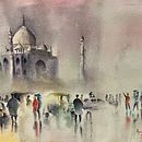 wet day in Agra, India. Painting, Fine Arts, and Watercolor Painting project by Anil Khare - 12.22.2021