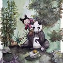 Petite fille et panda. Projekt z dziedziny Trad, c i jna ilustracja użytkownika linaegraphics - 27.12.2021