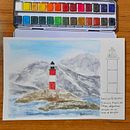 Visitando el Faro Les Eclaireurs, Ushuaia, Argentina. Projekt z dziedziny Trad, c, jna ilustracja, Malowanie akwarelą,  R, sunek architektoniczn i Sketchbook użytkownika Julieta Coronel - 27.12.2021