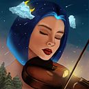 Fantasy moon girl portrait . Een project van  Ontwerp, Traditionele illustratie,  Muziek, Craft,  Beeldende kunst, Game design, Grafisch ontwerp, Schilderij,  Tekening y  Concept art van Doja Khalifa - 28.12.2021