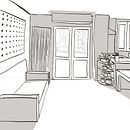 Il mio progetto del corso: Prospettiva artistica: gli spazi interni dal tuo punto di vista. Un proyecto de Ilustración tradicional, Arquitectura, Dibujo e Ilustración arquitectónica de Isotta Santus - 01.01.2022