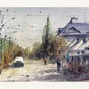 My project in Contemporary Watercolor Landscape Painting course. Un proyecto de Bellas Artes y Pintura a la acuarela de John Yun - 03.01.2022