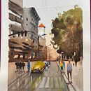 Mon projet du cours : Paysages urbains à l’aquarelle. Projekt z dziedziny  Sztuki piękne, Malowanie akwarelą,  R i sunek architektoniczn użytkownika mlauga64 - 04.01.2022