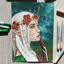 Retrato mujer élfica. Con rotuladores Copic y lápiz Ein Projekt aus dem Bereich Traditionelle Illustration, Artistische Zeichnung und Porträtzeichnung von Silvia Tateo - 27.03.2021