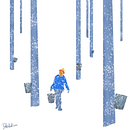 My mother as a girl in the 1930s, collecting maple sap in back of her house.. Un projet de Illustration traditionnelle , et Narration de dextergraphics - 14.01.2022