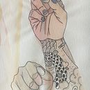 Ink and Watercolor tattooed hand. Un proyecto de Ilustración tradicional de Michelle Bortot - 15.01.2022