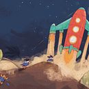 Topi Rockets from Thumba. Un projet de Illustration traditionnelle, Conception de personnages et Illustration numérique de Annada Menon - 17.01.2022