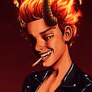 Flame Boy Portrait. Un projet de Illustration traditionnelle, Dessin, Illustration numérique, Dessin de portrait, Dessin numérique , et Peinture numérique de David González - 19.01.2022