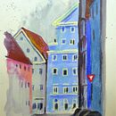 Urban Sketch (vom Foto) in Mixed Media und "Falschfarben". Een project van Traditionele illustratie van Claudia Hillebrand-Brem - 24.01.2022