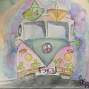 Carro hippie . Watercolor Painting, and Traditional illustration project by Aleja Escorcia - 01.26.2022