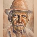 Mon projet du cours : Portrait artistique à l’aquarelle. Un projet de Beaux Arts, Aquarelle, Dessin de portrait , et Peinture de Denis De Backer - 26.01.2022