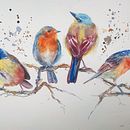 My project in Artistic Watercolor Techniques for Illustrating Birds course. Projekt z dziedziny Trad, c, jna ilustracja, Malowanie akwarelą, R, sunek realist, czn, Ilustracja naturalist i czna użytkownika Adela Benesova - 04.02.2022
