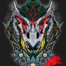 Triceratops armored.  . Ilustrație tradițională de Carlos Villaseñor - 12.09.2021