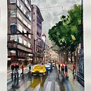 Mi Proyecto del curso: Paisajes urbanos en acuarela. Un proyecto de Bellas Artes, Pintura a la acuarela e Ilustración arquitectónica de lunnika - 02.03.2022