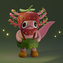 Ajolote Fresita . Traditional illustration, Character Design, Digital Illustration, 3D Modeling, Character Animation, and 3D Animation project by Valentina Vezga - 03.03.2022