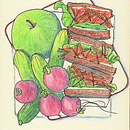 Gel pen and coloured pencils healthy snacks and deserts. Un projet de Illustration traditionnelle de Jegeniya Larina - 09.03.2022