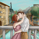 Scena romantica su un ponte. Un projet de Illustration traditionnelle , et Dessin numérique de Maria Pia Ucciero - 06.03.2022