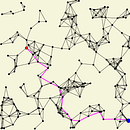 Shortest Path thru Random Network - My project for course: Creative Coding: Making Visuals. Design, Traditional illustration, Motion Graphics, and Programming project by fernandez_simon - 03.16.2022