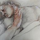 Self. Portrait as Susanna and the elders. Charcoal, sanguine, and white chalk on toned cotton paper.  . Seni Rupa, Membuat sketsa, Menggambar, Menggambar Potret, Gambar Realistis, Dan Menggambar Artistik proyek oleh Dawn Duthie - 04.11.2022