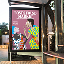 CARTEL LOST&FOUND MARKET. Un progetto di Illustrazione tradizionale, Pubblicità, Graphic design, Street Art, Illustrazione vettoriale, Disegno digitale e Illustrazione di moda di Obdulia Zamora - 17.03.2022