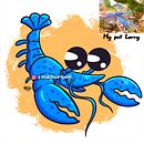 Larry the Blue Crawfish cartoon. Traditional illustration, and Character Design project by Nicole Davila - 06.20.2021