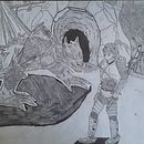 cara peitando um dragão. Projekt z dziedziny Trad, c, jna ilustracja, R, sunek ołówkiem,  R i sunek użytkownika Joaquim Pains - 28.03.2022